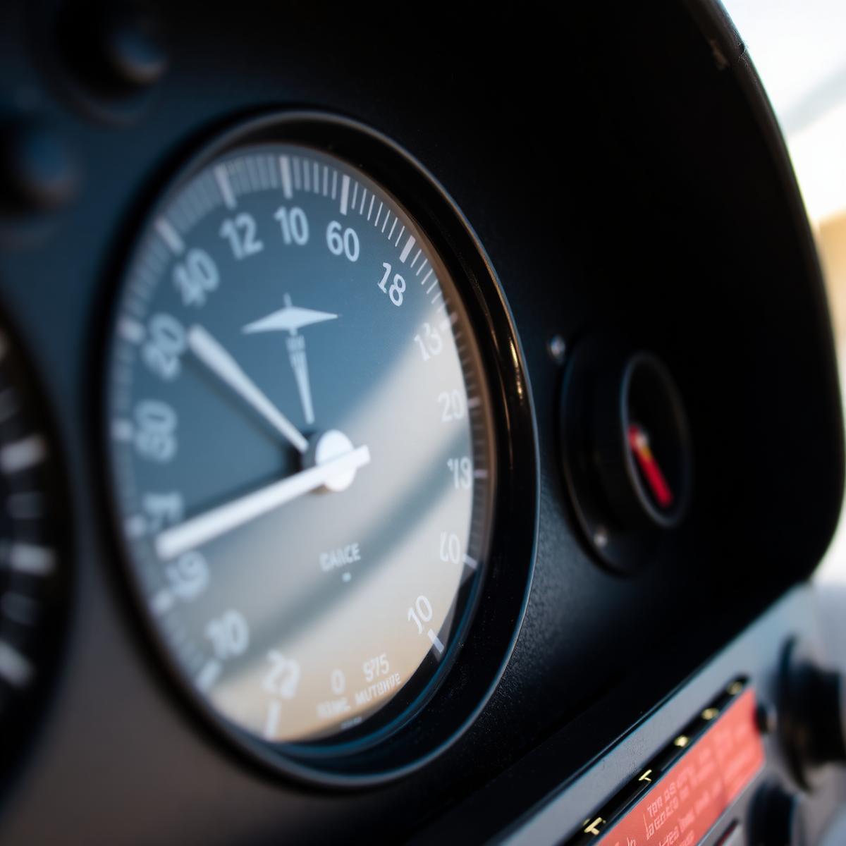 Close up of glider cockpit instruments including the variometer
